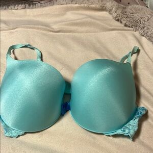 Aqua Blue Lace Trim Bra lined cups